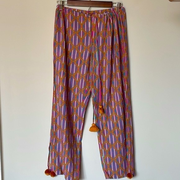Figue Goa drawstring printed Cotton-blend Wide-leg Pants S - Picture 3 of 10